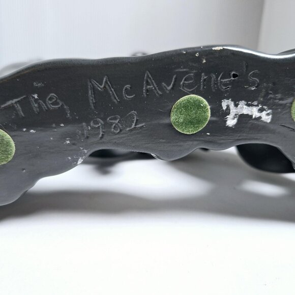 Black Ceramic Fighting Stallions Signed 1982 Mid-Century Modern Studio Art - Picture 6 of 6